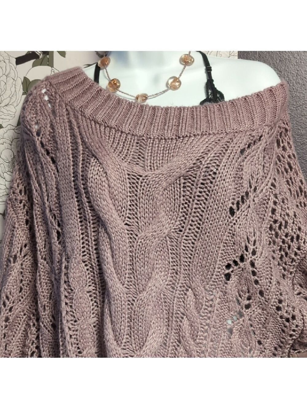 3 Bird Nest Lilac Off-the-Shoulder Sweater - Picture 2 of 6